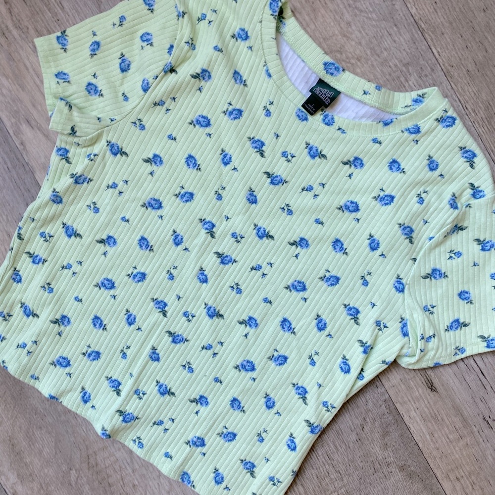 Wild Fable Ribbed Crop Floral Top